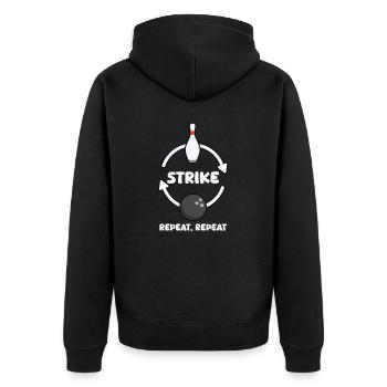 Bowling Strike, répéter, répéter - Veste à capuche bio Premium Unisexe - noir - Dos - Nico (187cm)
