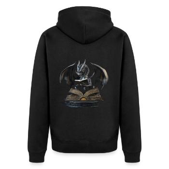 Eleganter schwarzer Drache – Epischer Drachen - Unisex Premium Bio Zip Hoodie - Schwarz - Hinten - Nico (187cm)