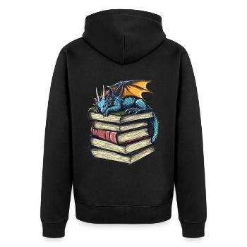 Blauer Drache schläft Magische Fantasie für Leser - Unisex Premium Bio Zip Hoodie - Schwarz - Hinten - Nico (187cm)