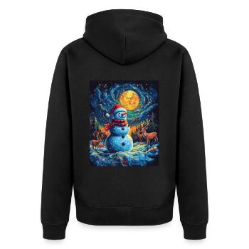 Snowman Christmas Decoration Women Men Children - Unisex Premium Organic Zip Hoodie - black - Back - Nico (187cm)