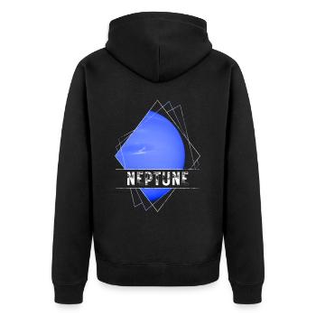 Neptun Planet - Unisex Premium Bio Zip Hoodie - Schwarz - Hinten - Nico (187cm)