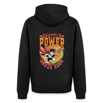 Badminton Shuttle power smash hour - Unisex Premium Organic Zip Hoodie - black - Back - Nico (187cm)