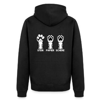 Chat Pierre Papier Ciseaux Patte Jeu Drôle - Veste à capuche bio Premium Unisexe - noir - Dos - Nico (187cm)