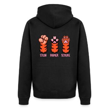 Chat Pierre Papier Ciseaux Patte Jeu Drôle - Veste à capuche bio Premium Unisexe - noir - Dos - Nico (187cm)