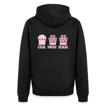 Chat Pierre Papier Ciseaux Patte Jeu Drôle - Veste à capuche bio Premium Unisexe - noir - Dos - Nico (187cm)