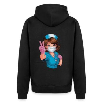 Lustige Krankenschwester mit Humor - Unisex Premium Bio Zip Hoodie - Schwarz - Hinten - Nico (187cm)