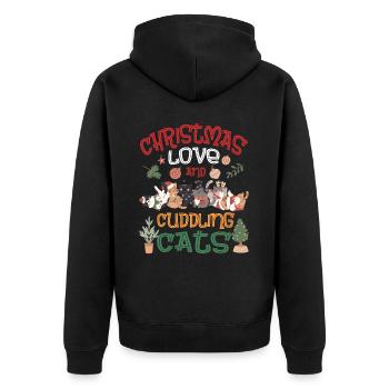 Câlin Chat Animal Amour Noël, Amour Chats - Veste à capuche bio Premium Unisexe - noir - Dos - Nico (187cm)