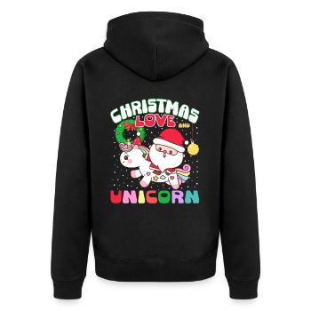 Einhorn Pferde Reitern Weihnachen Liebe Reiten - Unisex Premium Bio Zip Hoodie - Schwarz - Hinten - Nico (187cm)