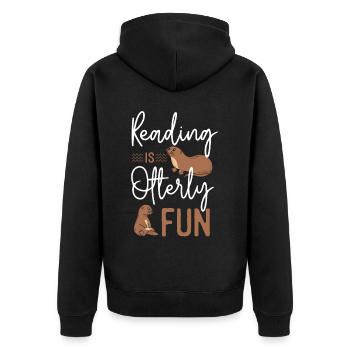 Otter Reading Teacher Literature - Unisex Premium Organic Zip Hoodie - black - Back - Nico (187cm)