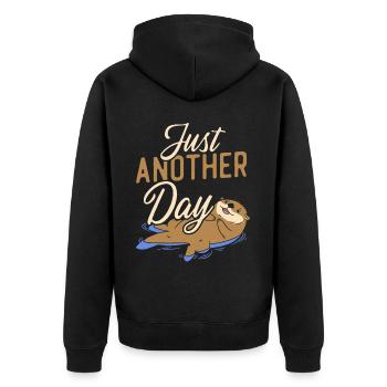 Otter Pun Just Anotter Day - Unisex Premium Organic Zip Hoodie - black - Back - Nico (187cm)