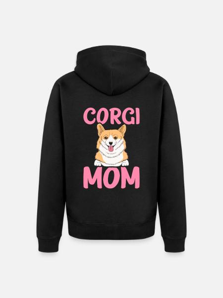 Corgi-Mama - Unisex Premium Bio Zip Hoodie - Schwarz