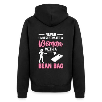 Funny Cornhole Girl Player Corn Hole A Fr - Unisex Premium Organic Zip Hoodie - black - Back - Nico (187cm)