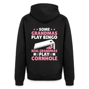 Drôle Cornhole Player Corn Hole Real Grannies Spid - Veste à capuche bio Premium Unisexe - noir - Dos - Nico (187cm)