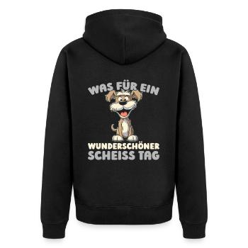 Schnauzer Hund Halten Sie Bitte Die Fresse - Unisex Premium Bio Zip Hoodie - Schwarz - Hinten - Nico (187cm)