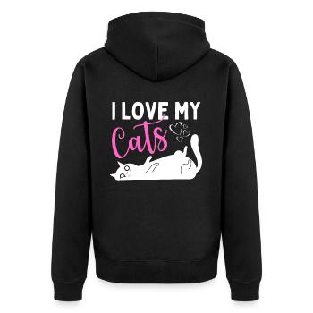 J’aime mes chats - Drôle de chat pour les amoureux des chats - Veste à capuche bio Premium Unisexe - noir - Dos - Nico (187cm)
