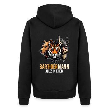 Bearded Man Bear Tiger Man Viking - Unisex Premium Organic Zip Hoodie - black - Back - Nico (187cm)