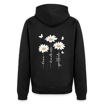 Fleurs d’été Fleur Inspiration Dicton de motivation - Veste à capuche bio Premium Unisexe - noir - Dos - Nico (187cm)