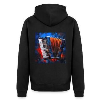 Akkordeon - Unisex Premium Bio Zip Hoodie - Schwarz - Hinten - Nico (187cm)