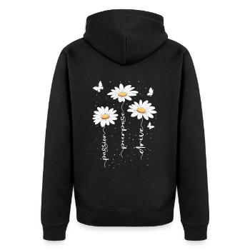 Fleurs d’été Fleur Inspiration Dicton de motivation - Veste à capuche bio Premium Unisexe - noir - Dos - Nico (187cm)