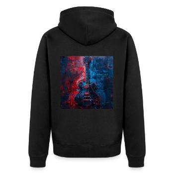 Gitarre - Unisex Premium Bio Zip Hoodie - Schwarz - Hinten - Nico (187cm)
