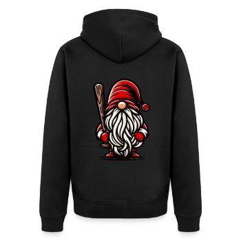 Christmas Baseball Gnome Dwarf Sports Fan - Unisex Premium Organic Zip Hoodie - black - Back - Nico (187cm)