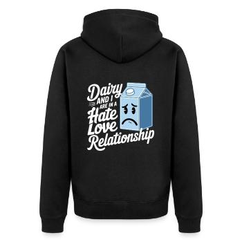 Lactose intolerance Lactose intolerant - Unisex Premium Organic Zip Hoodie - black - Back - Nico (187cm)