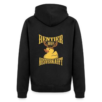 Rentier war ausverkauft Lustiges Weihnachten - Unisex Premium Bio Zip Hoodie - Schwarz - Hinten - Nico (187cm)