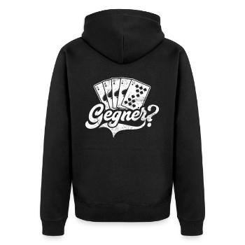 Schafkopf Kartenspiel Schafkopfer Österreich - Unisex Premium Bio Zip Hoodie - Schwarz - Hinten - Nico (187cm)