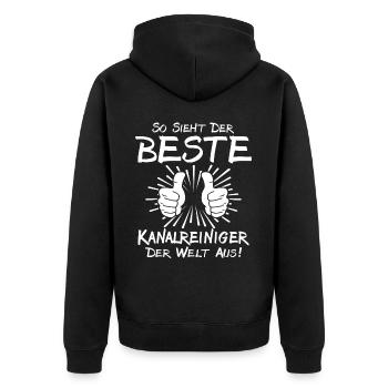 Bester Kanalreiniger - Unisex Premium Bio Zip Hoodie - Schwarz - Hinten - Nico (187cm)