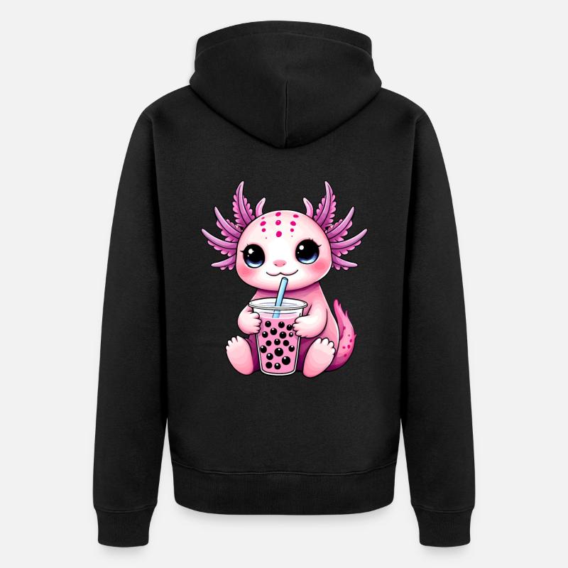Axolotl Bubble Tea - Premium økologisk unisex-hættejakke - sort