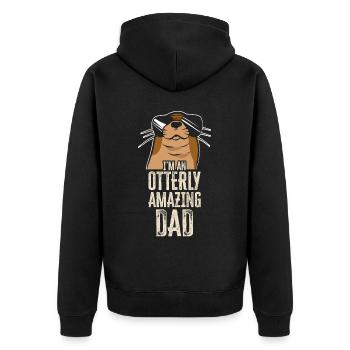 Otter Dad Pun I'm An Otterly - Unisex Premium Bio Zip Hoodie - Schwarz - Hinten - Nico (187cm)