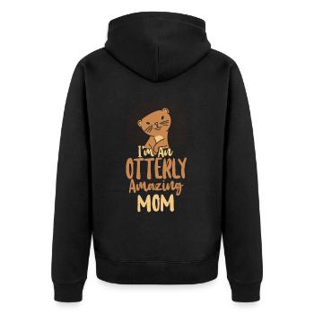 Otter Mom Pun I'm An Otterly - Unisex Premium Bio Zip Hoodie - Schwarz - Hinten - Nico (187cm)