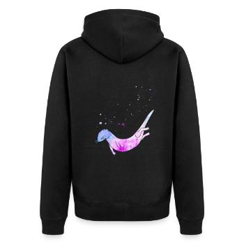 Otter Watercolor - Unisex Premium Bio Zip Hoodie - Schwarz - Hinten - Nico (187cm)