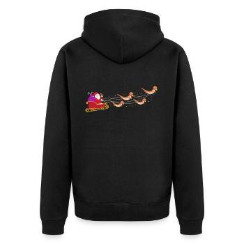 Otter Christmas Santa Sleigh - Unisex Premium Bio Zip Hoodie - Schwarz - Hinten - Nico (187cm)