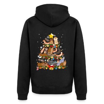 Otter Christmas Tree - Unisex Premium Bio Zip Hoodie - Schwarz - Hinten - Nico (187cm)