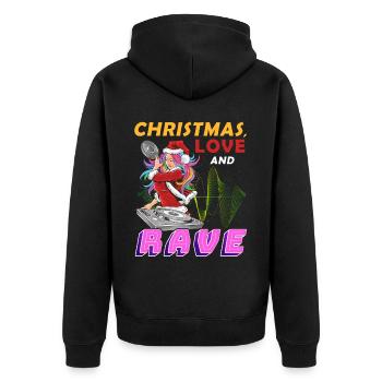 La Mère Noël sur la piste de danse ! Techno de Noël - Veste à capuche bio Premium Unisexe - noir - Dos - Nico (187cm)
