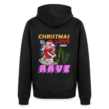La Mère Noël sur la piste de danse ! Techno de Noël - Veste à capuche bio Premium Unisexe - noir - Dos - Nico (187cm)