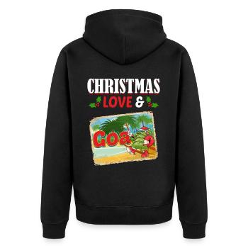 Weihnachten Disco, Rave, Techno, House, Goa, Party - Unisex Premium Bio Zip Hoodie - Schwarz - Hinten - Nico (187cm)
