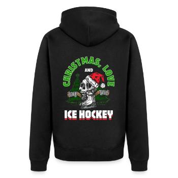 Weihnachten, Liebe und Eishockey Magie auf dem Eis - Unisex Premium Bio Zip Hoodie - Schwarz - Hinten - Nico (187cm)