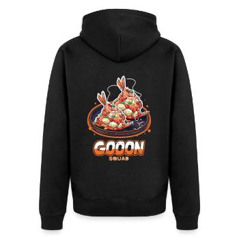 Chinese Food Crab Rangoon Meme Lustig - Unisex Premium Bio Zip Hoodie - Schwarz - Hinten - Nico (187cm)