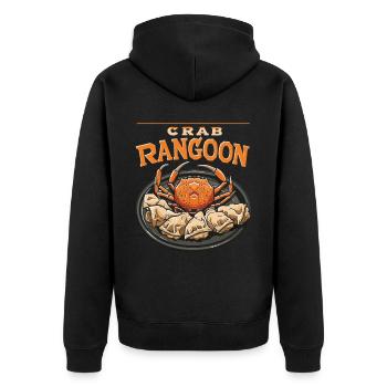 Chinese Food Crab Rangoon Meme Lustig - Unisex Premium Bio Zip Hoodie - Schwarz - Hinten - Nico (187cm)
