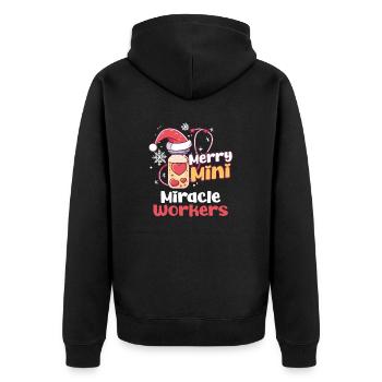 NICU Christmas Merry, Miracle Workers - Unisex Premium Organic Zip Hoodie - black - Back - Nico (187cm)