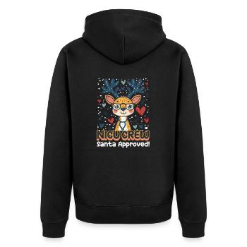 NICU Weihnachten NICU Crew, vom Weihnachtsmann zugelassen! - Unisex Premium Bio Zip Hoodie - Schwarz - Hinten - Nico (187cm)