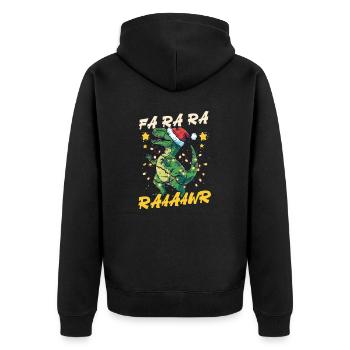 Dinosaurier Weihnachten Fa Ra Ra Raaaawr - Unisex Premium Bio Zip Hoodie - Schwarz - Hinten - Nico (187cm)