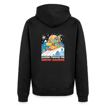 Dinosaur Christmas Dashing Through The Snow-Saurus - Unisex Premium Organic Zip Hoodie - black - Back - Nico (187cm)