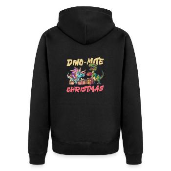 Dinosaurier Weihnachten Dino-Milbe Weihnachten - Unisex Premium Bio Zip Hoodie - Schwarz - Hinten - Nico (187cm)