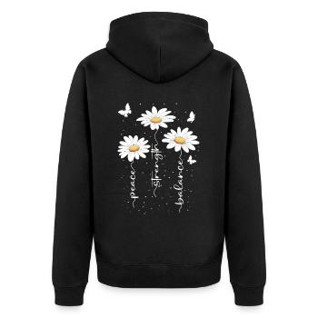 Fleurs d’été Fleur Inspiration Dicton de motivation - Veste à capuche bio Premium Unisexe - noir - Dos - Nico (187cm)