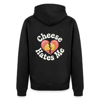 Laktoseintoleranz Laktoseintolerant - Unisex Premium Bio Zip Hoodie - Schwarz - Hinten - Nico (187cm)