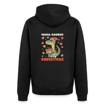 Dinosaurier Weihnachten Mama liebt Weihnachten - Unisex Premium Bio Zip Hoodie - Schwarz - Hinten - Nico (187cm)