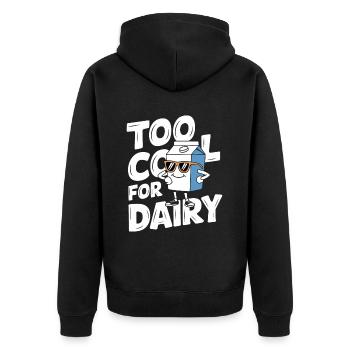 Laktoseintoleranz Laktoseintolerant - Unisex Premium Bio Zip Hoodie - Schwarz - Hinten - Nico (187cm)